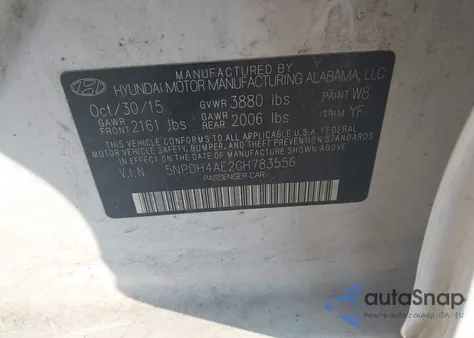 2016 Hyundai Elantra Se из США, поврежденный, VIN 5NPDH4AE2GH783556